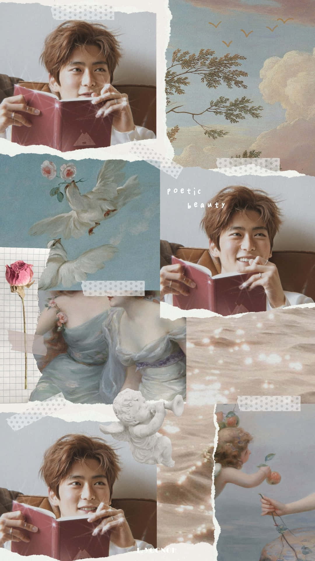 Ethereal Collage_ Reading In Serenity Wallpaper