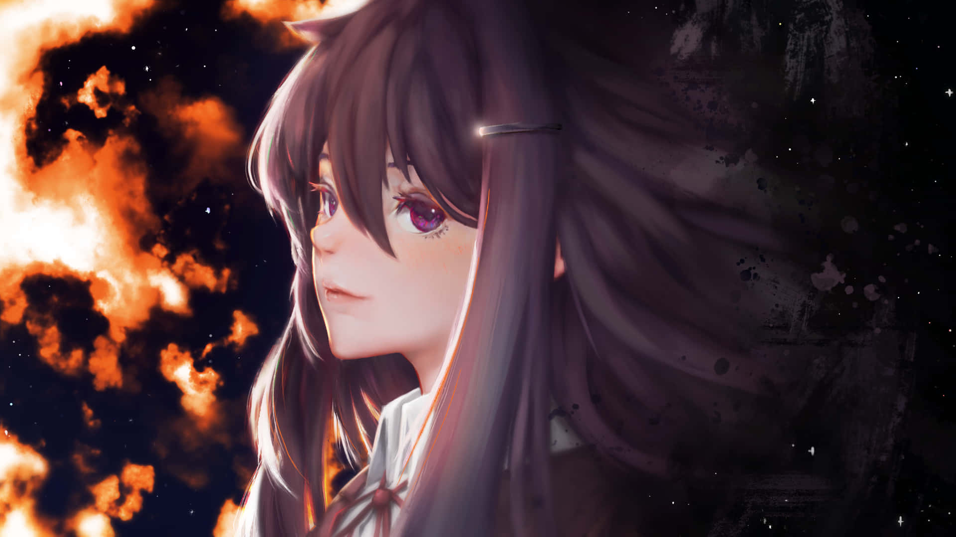 Ethereal_ Flames_ Anime_ Girl_2560x1440 Wallpaper