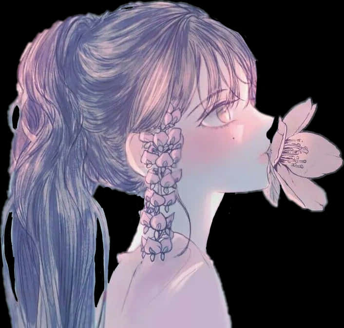 Ethereal Floral Hairstyle Art PNG