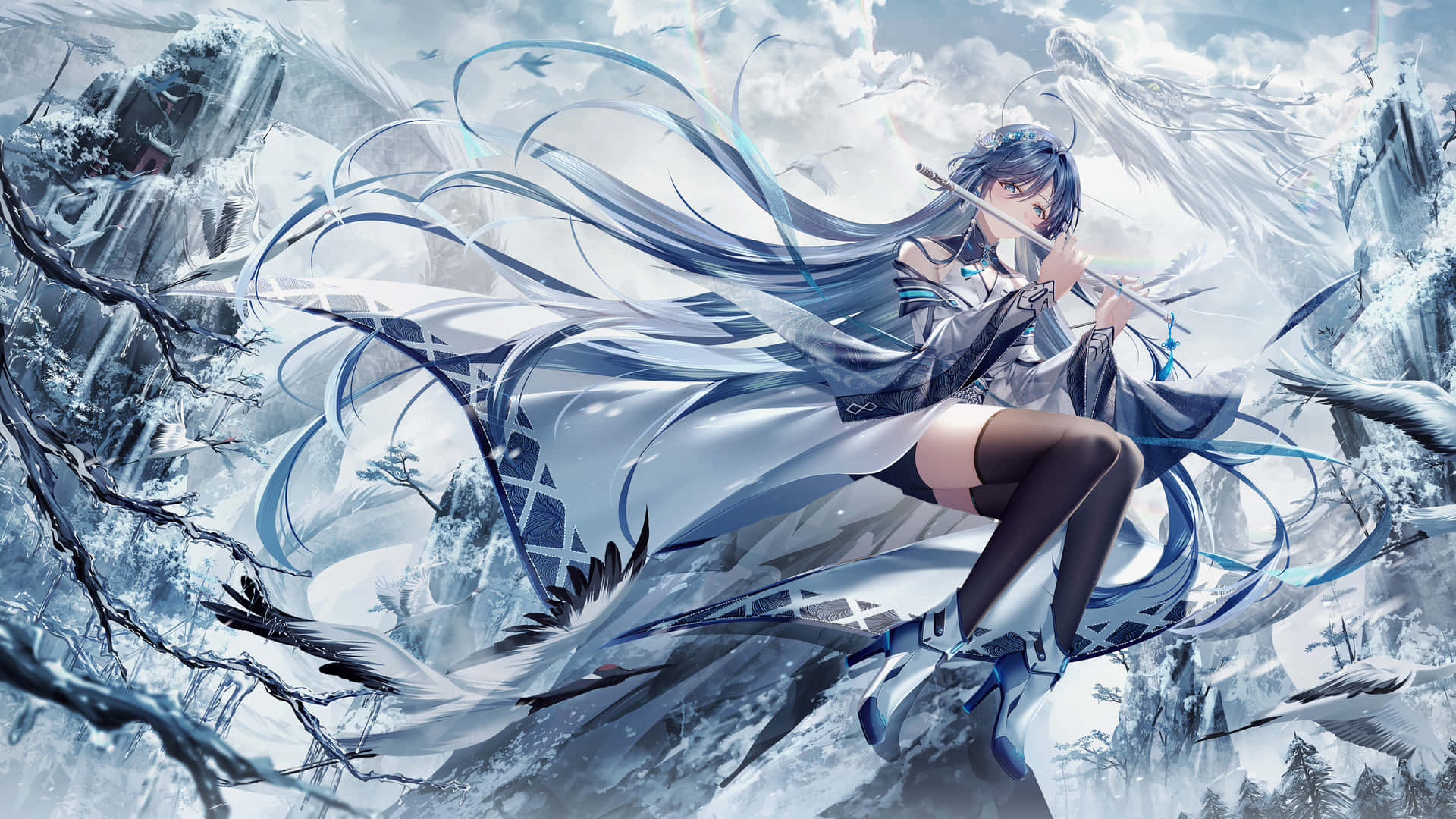 Ethereal_ Ice_ Dragon_ Anime_ Girl Wallpaper