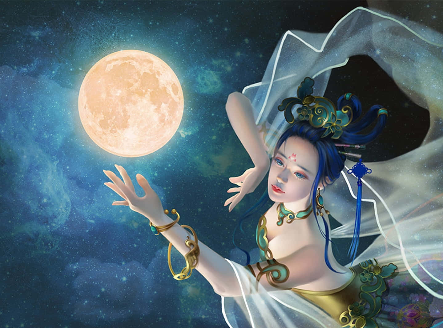 Ethereal Moon Goddess Art Wallpaper