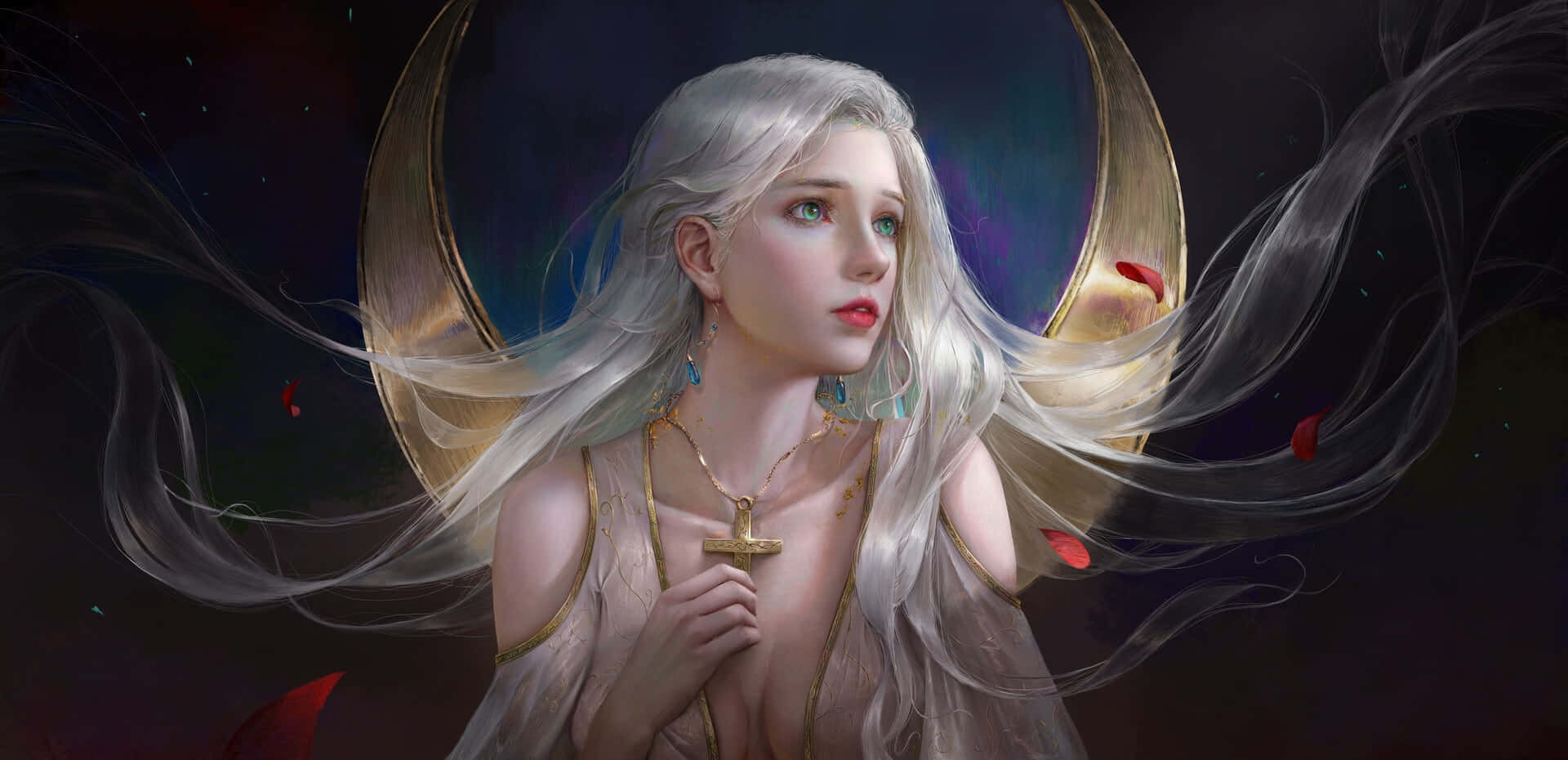 Ethereal Moon Goddess Artwork Wallpaper