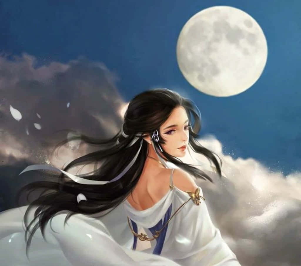 Ethereal Moon Goddess Artwork Wallpaper