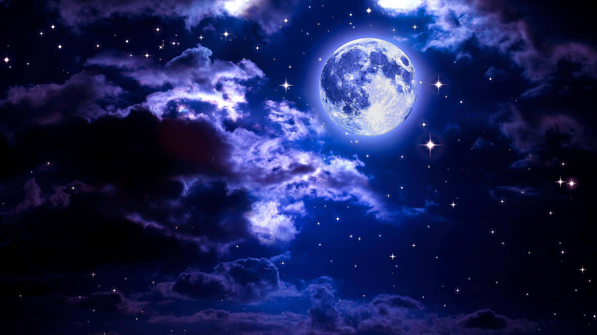 Ethereal Moonlit Night Sky Wallpaper