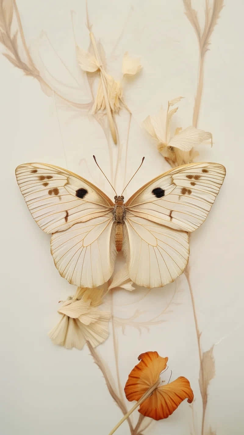 Ethereal_ Moth_ Among_ Dried_ Flowers.jpg Wallpaper