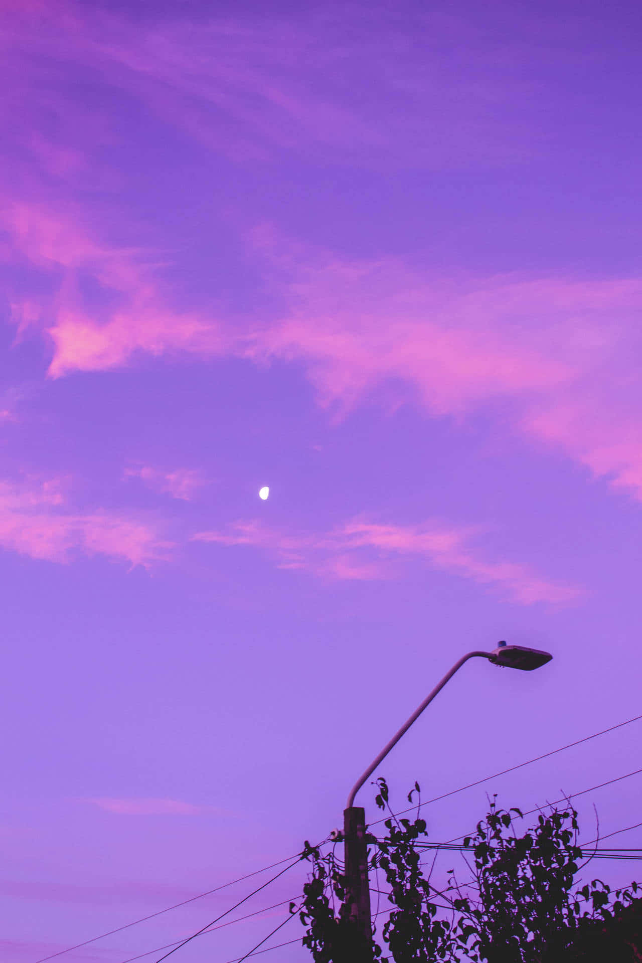 Ethereal Purple Sky Moonrise Wallpaper