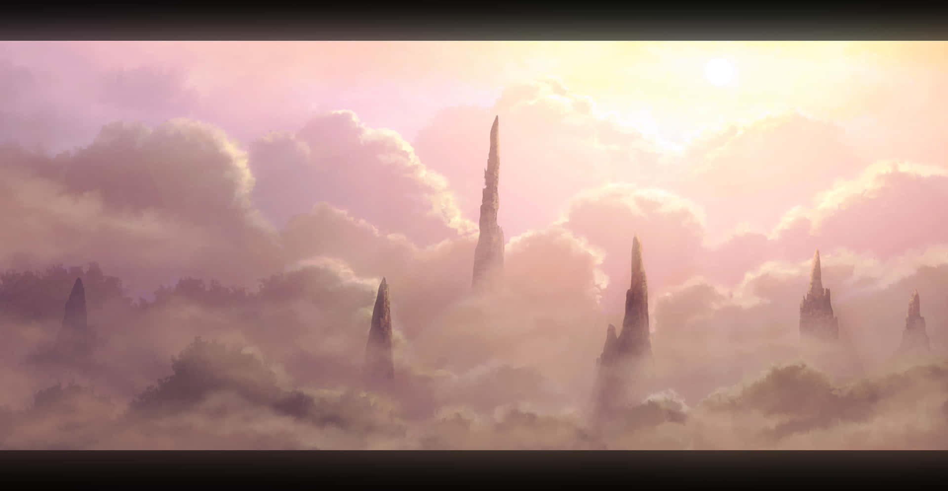 Ethereal_ Spire_ Cloudscape Wallpaper