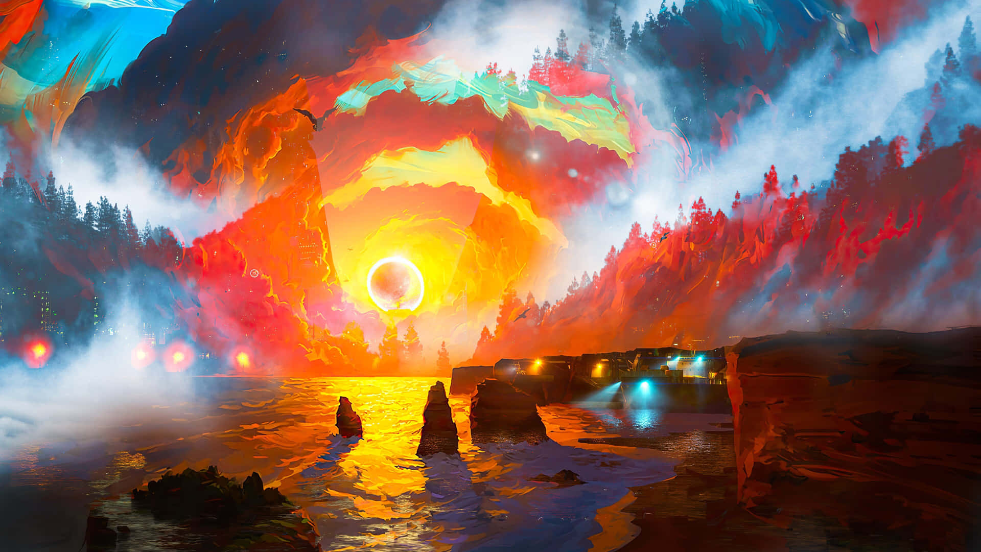 Ethereal_ Sunset_ Fantasy_ World Wallpaper