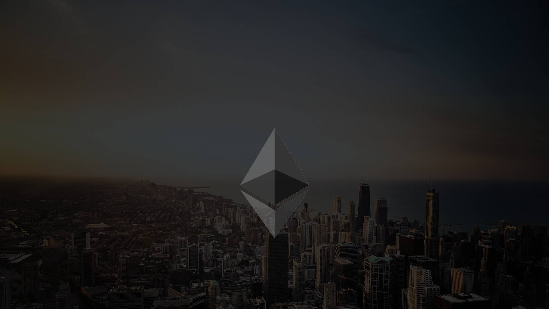 Íconode Ethereum Con Rascacielos Fondo de pantalla