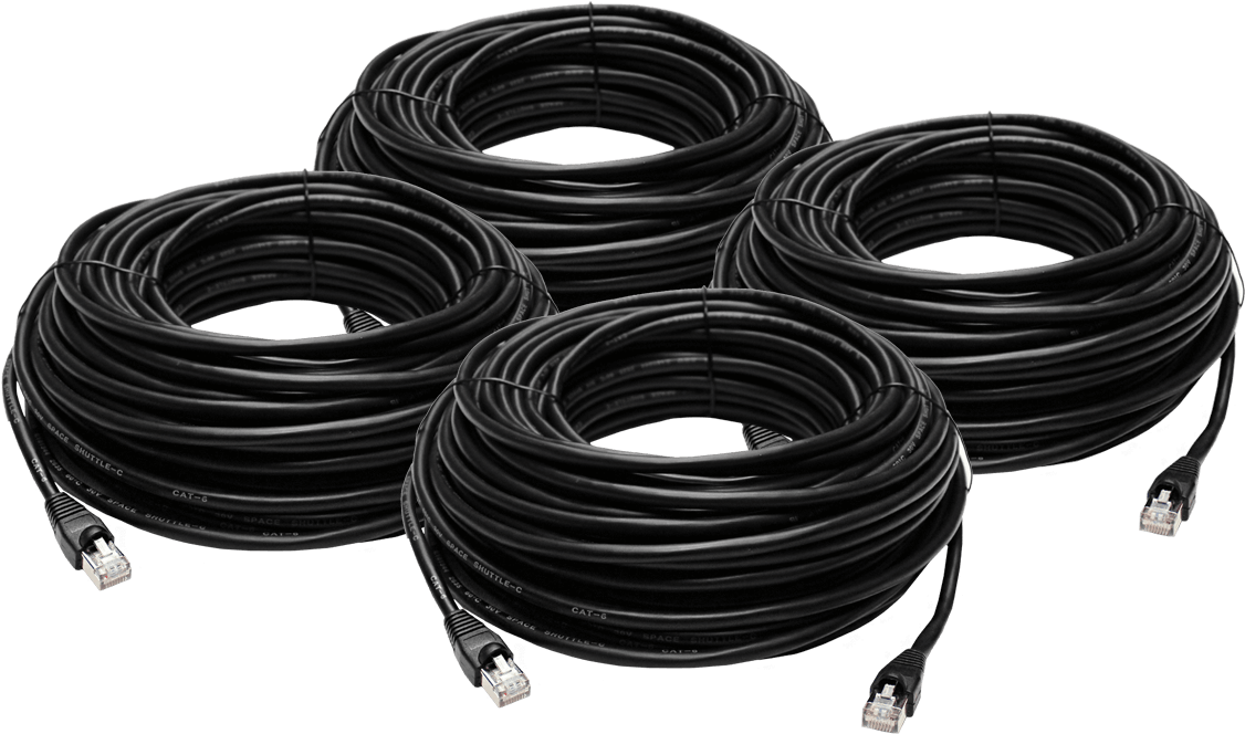 Ethernet Cables Coiled Black PNG
