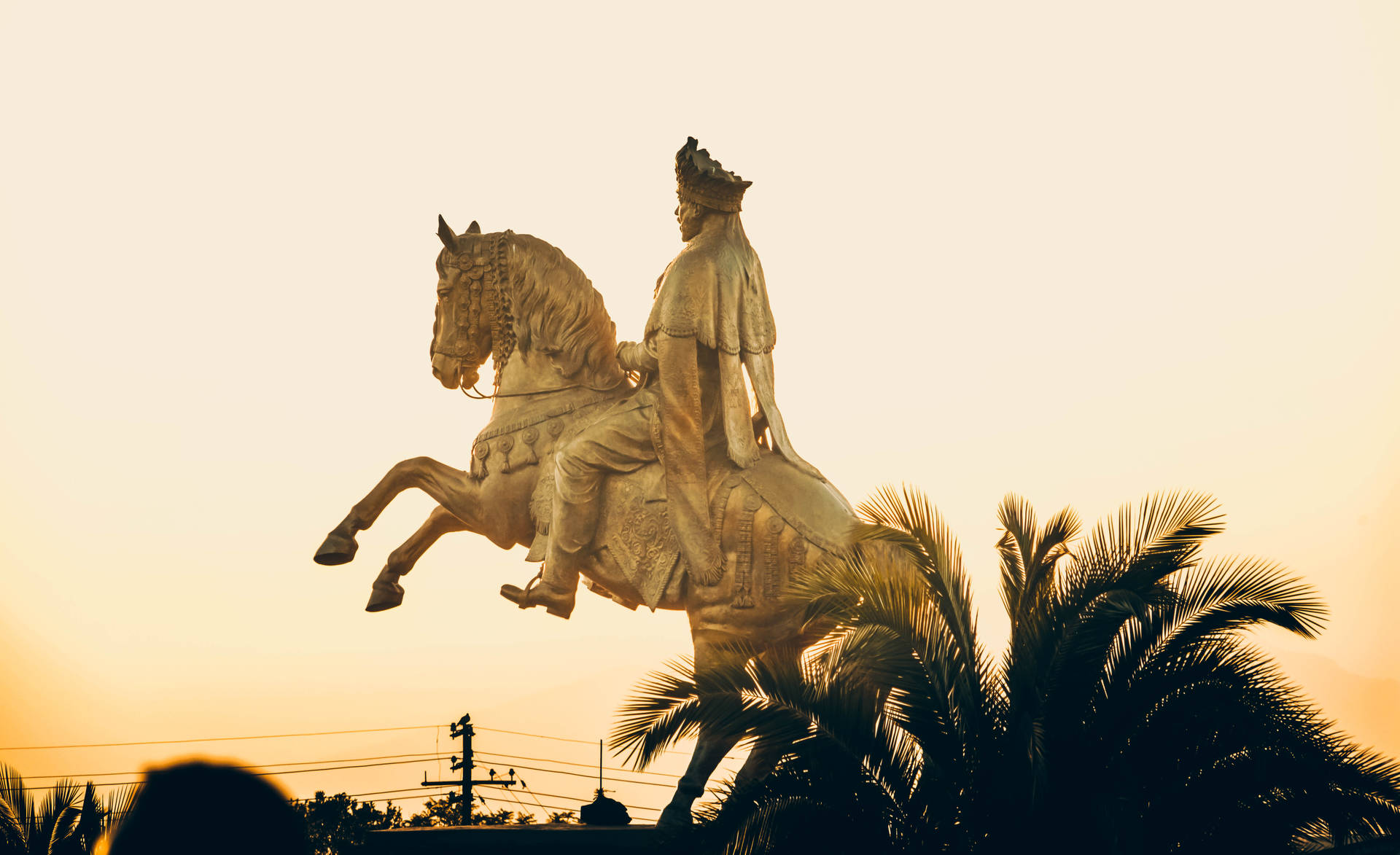 Ethiopia Menelik Ii Statue Sunset