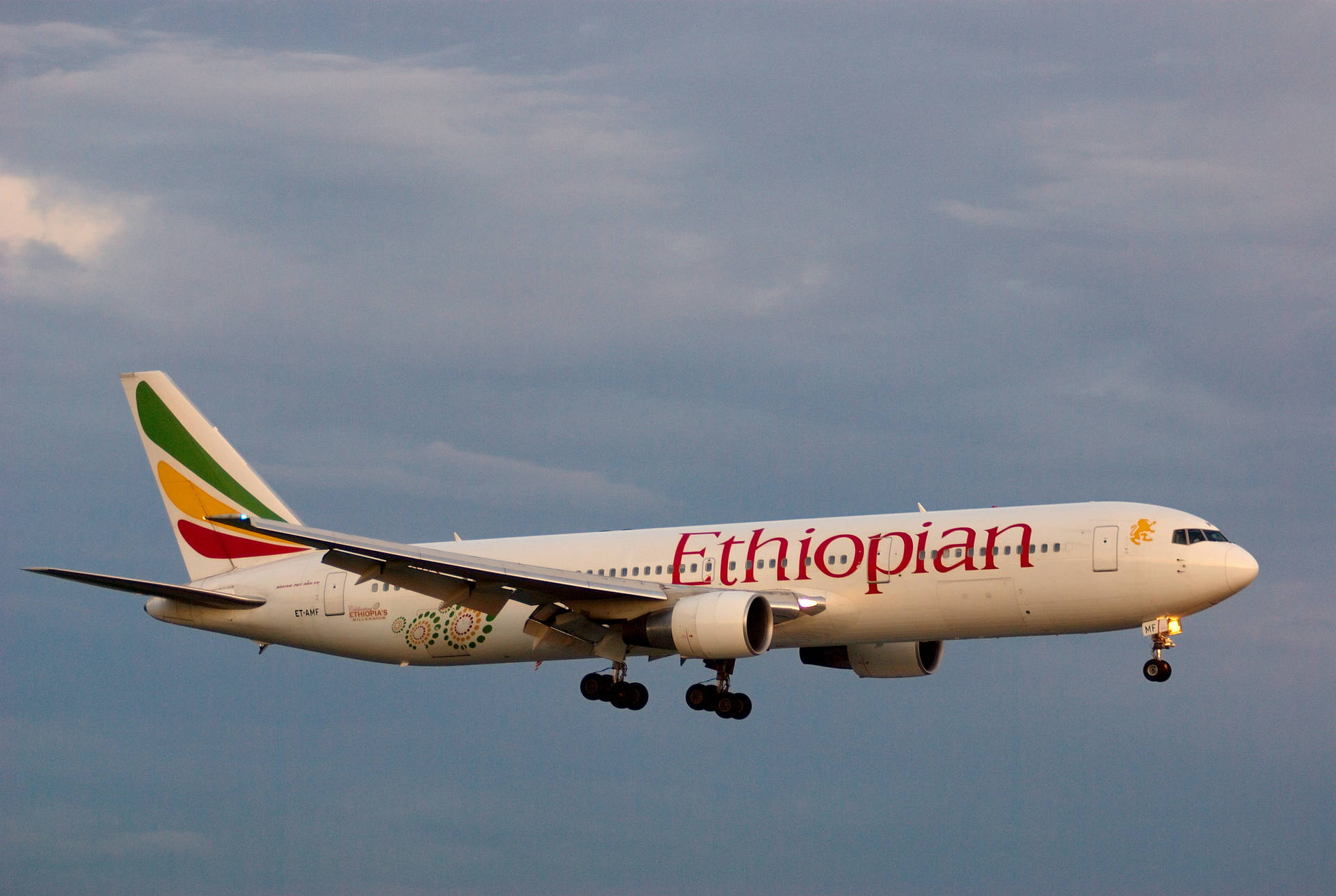 Ethiopian Airlines giver en flyvemaskine lindring sikkerhedsbaggrund Wallpaper