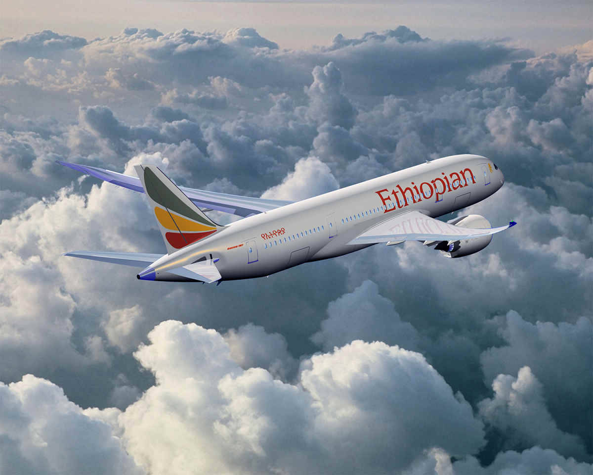 Ethiopian Airlines Airplane Above The Clouds Wallpaper