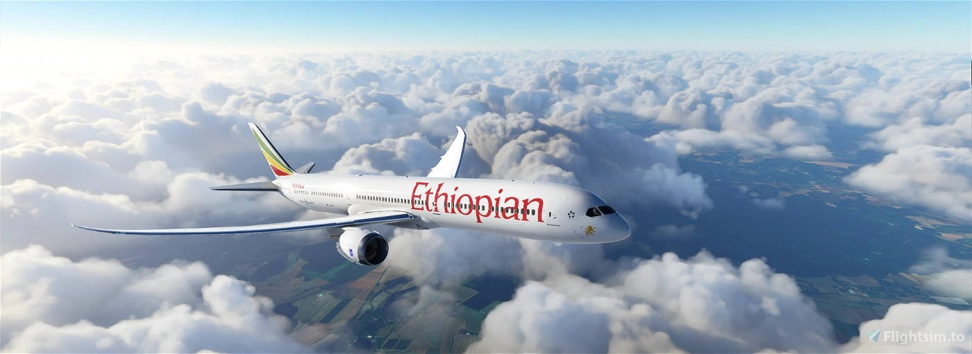 Ethiopian Airlines Soaring Over Clouds Wallpaper