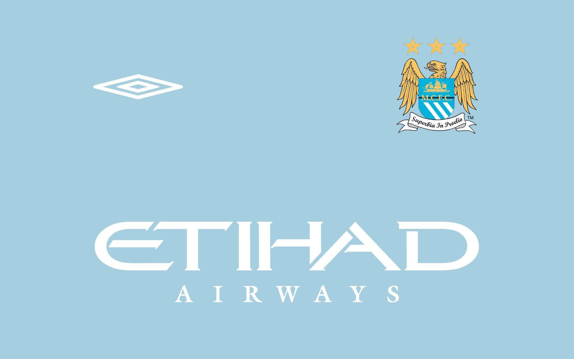 Etihad Airways With The Manchester City Logo Background
