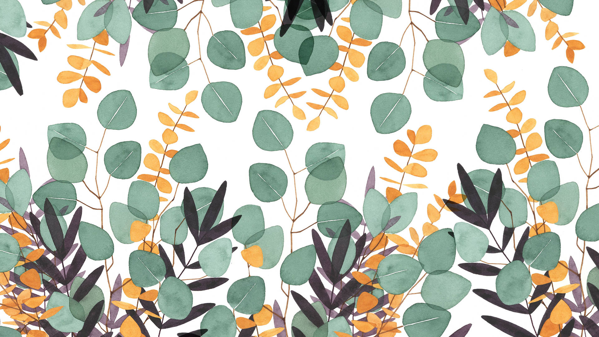 Eucalyptus Leaves In A Painting Wallpaper