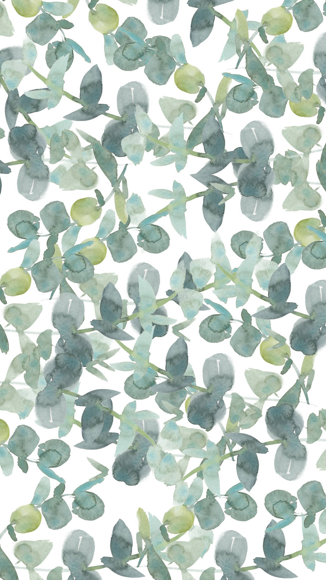 Eucalyptus Leaves Painted Wallpaper