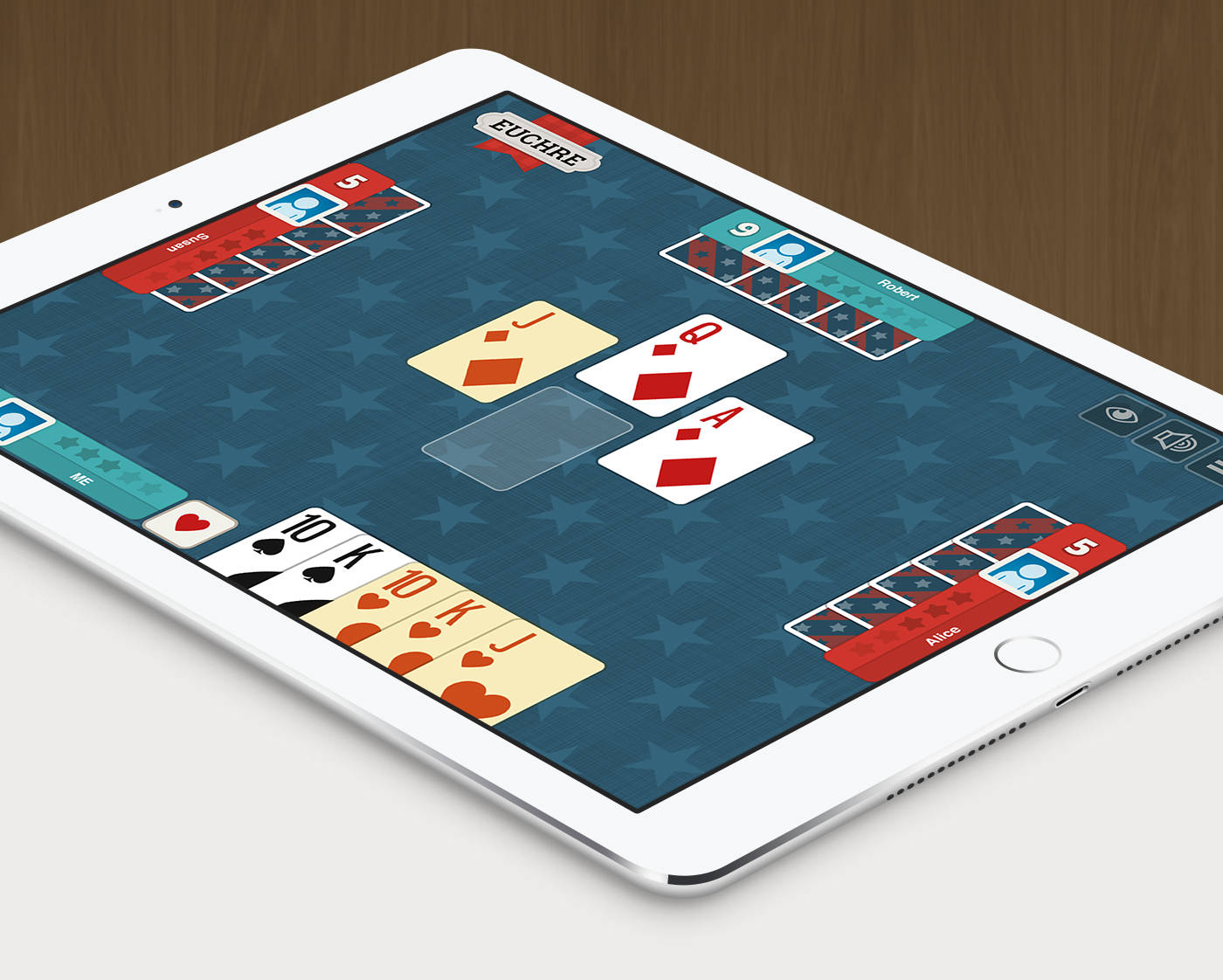 Euchre Playing Card Game On Ipad Background