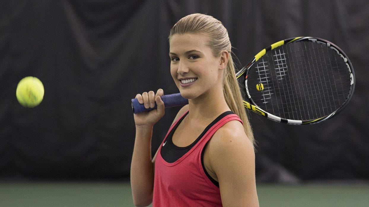 Canadian Tennis Prodigy Eugenie Bouchard on Court Wallpaper