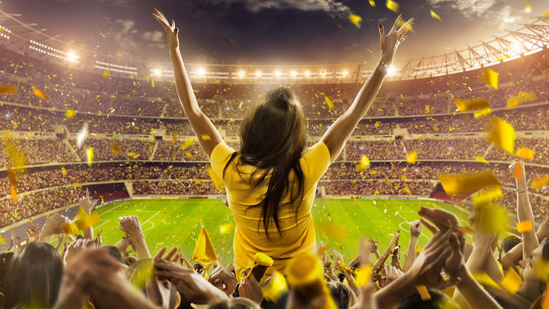 Euphoric Football Fan Celebration Wallpaper