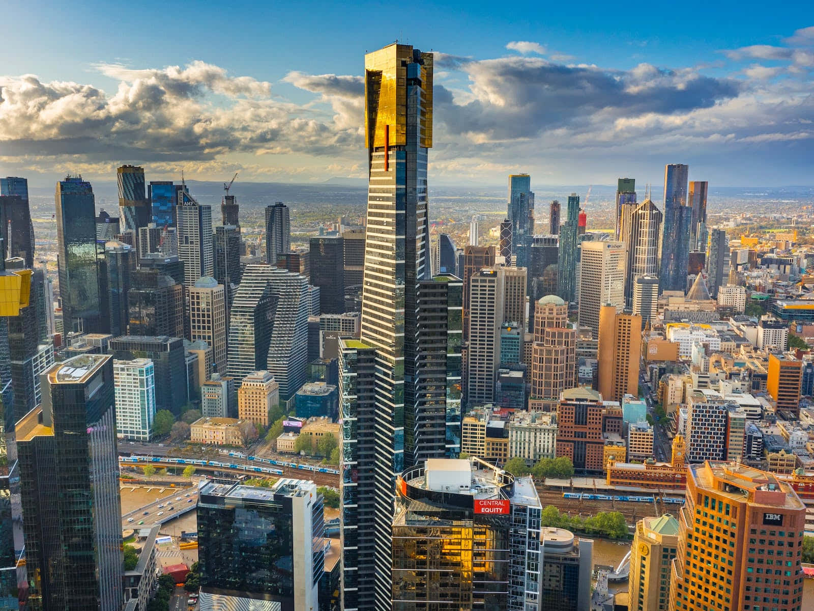 Eureka Tower Dominerende Melbourne Skyline Bakgrunnsbildet