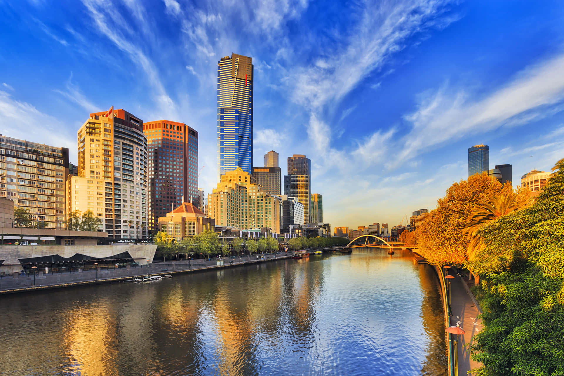 Skyline De Melbourne Au Coucher De Soleil Fond d'écran