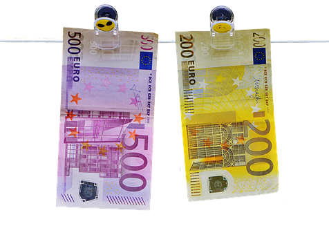 Euro Banknotes Hanging On Line PNG