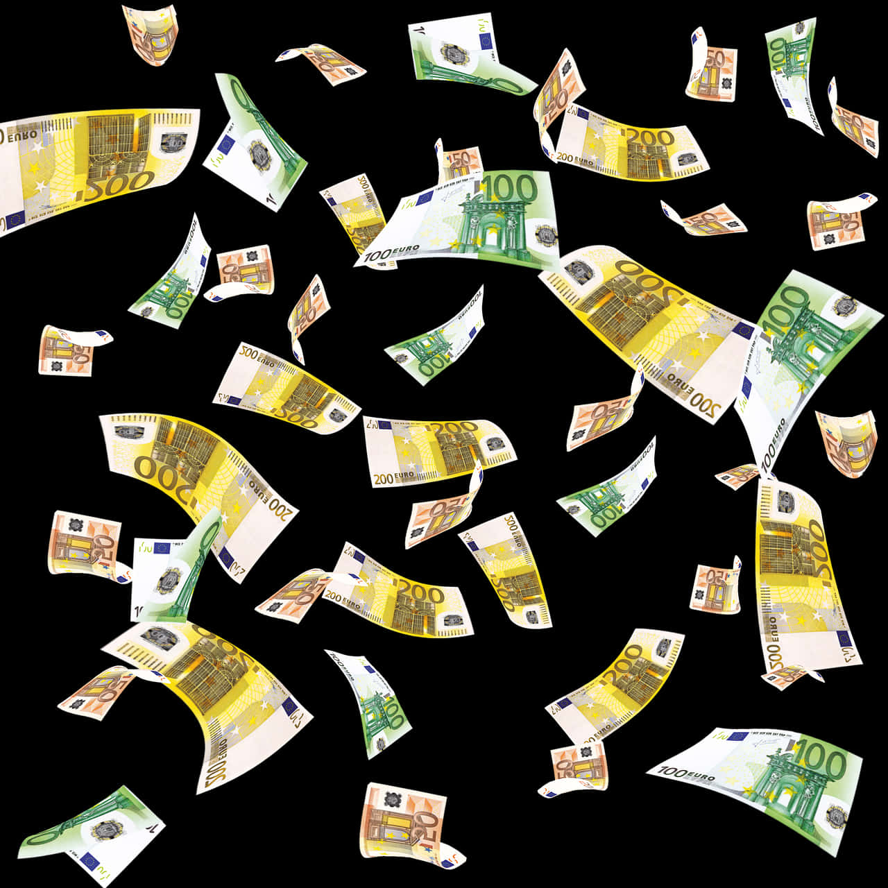 Euro Currency Rain PNG