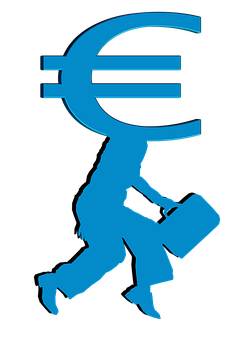 Euro Currency Running Man Silhouette PNG