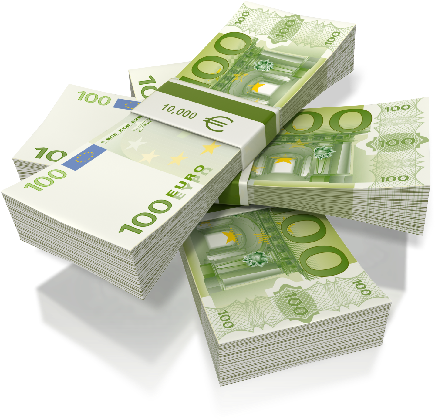 Euro Currency Stacks3 D Render PNG