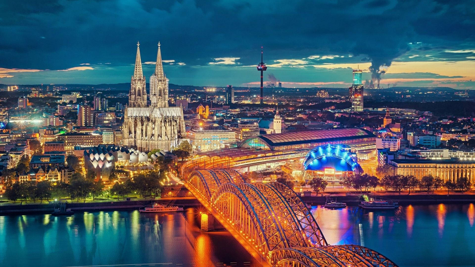 Europe Germany City Lights Wallpaper