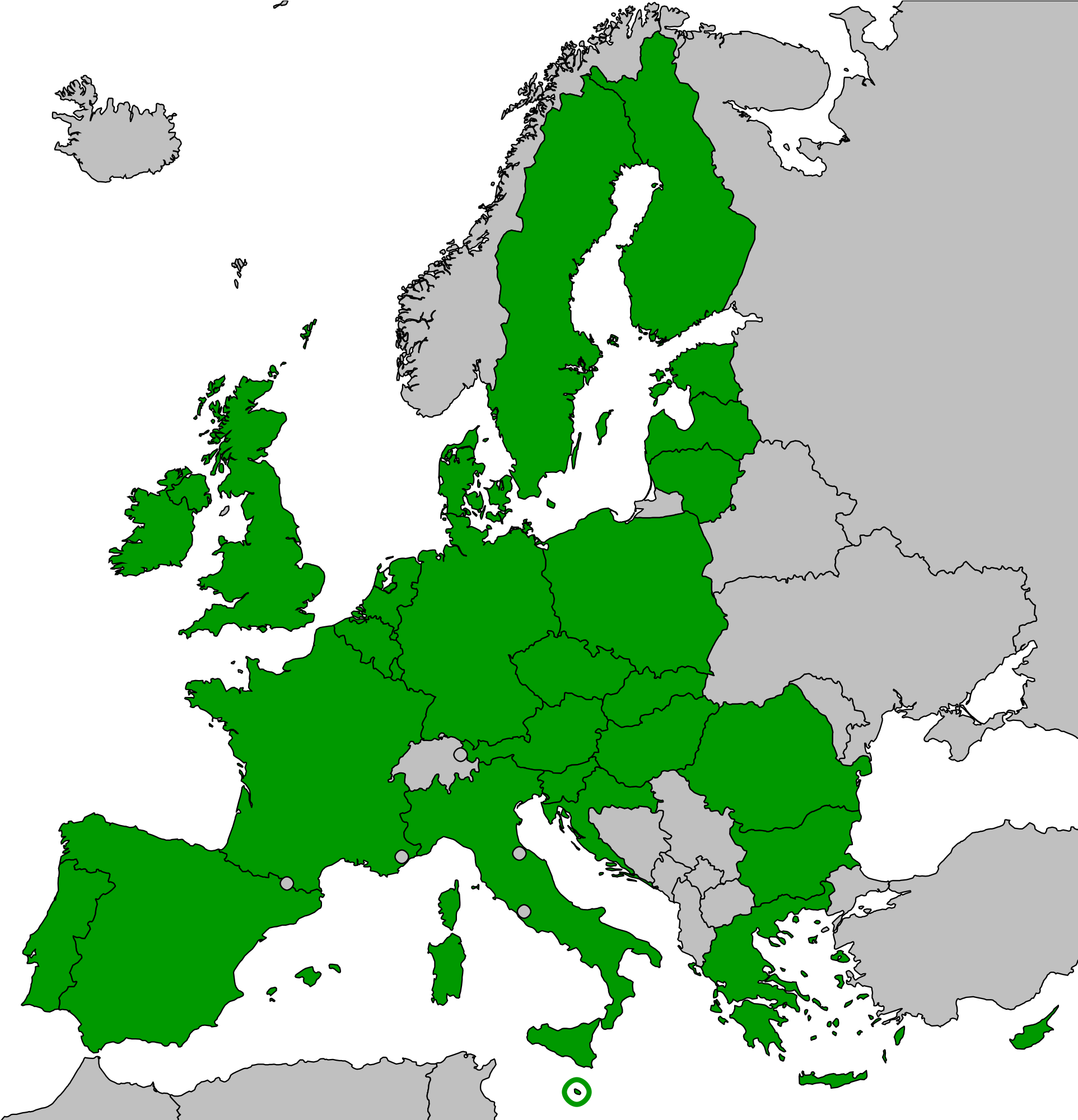 Europe Map Green Countries PNG