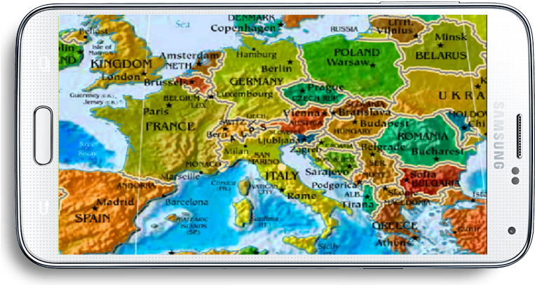 Europe Map Smartphone Display PNG