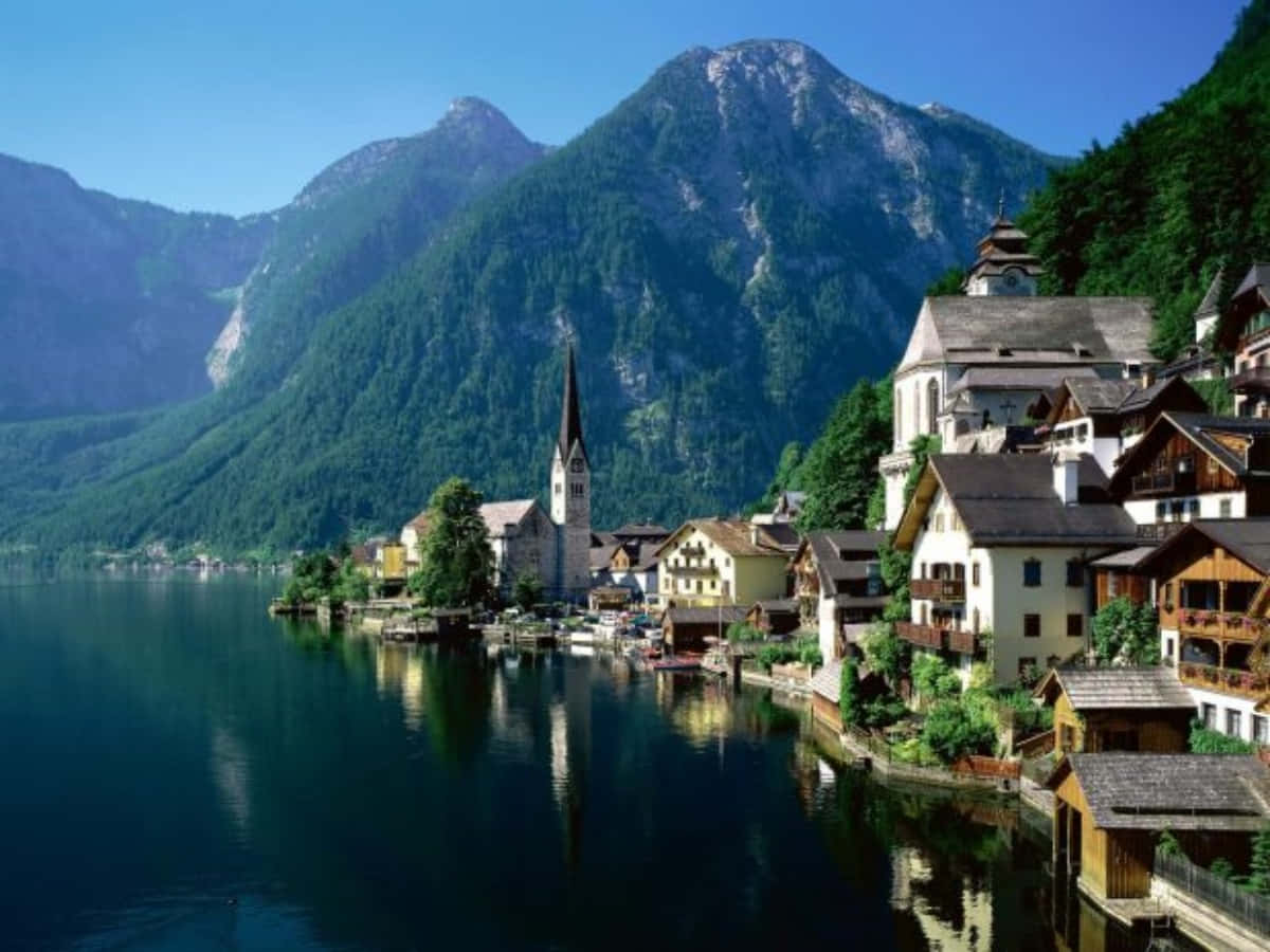"A scenic view of the European Alps and the beautiful blue lakes."