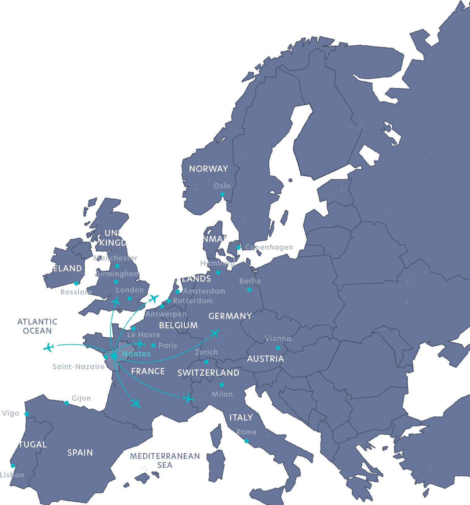 European Flight Paths Map PNG