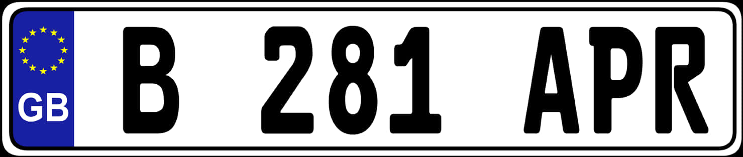 European Union G B License Plate B281 A P R PNG