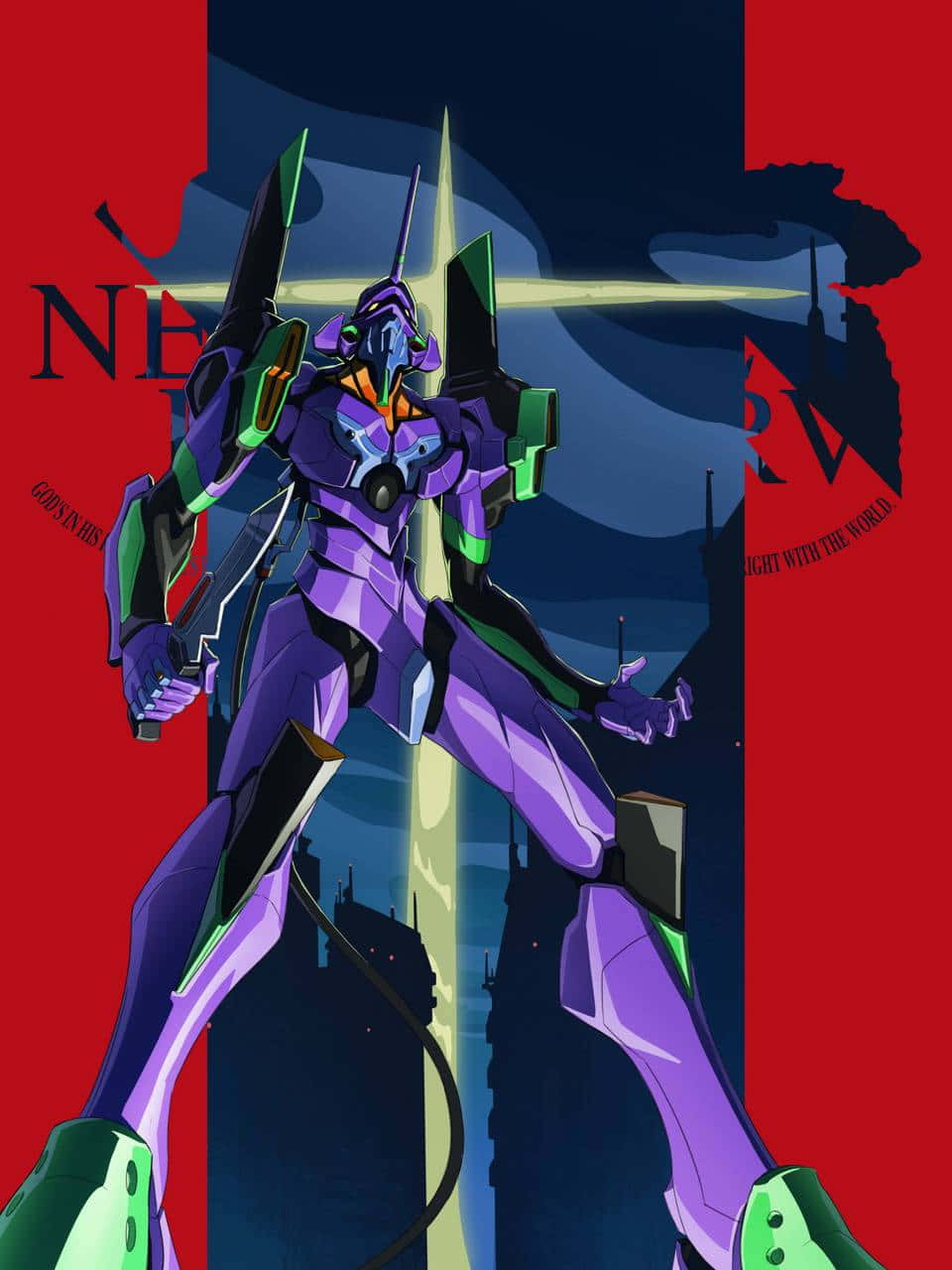 Eva 01 in action, powerful and unstoppable in battle Wallpaper