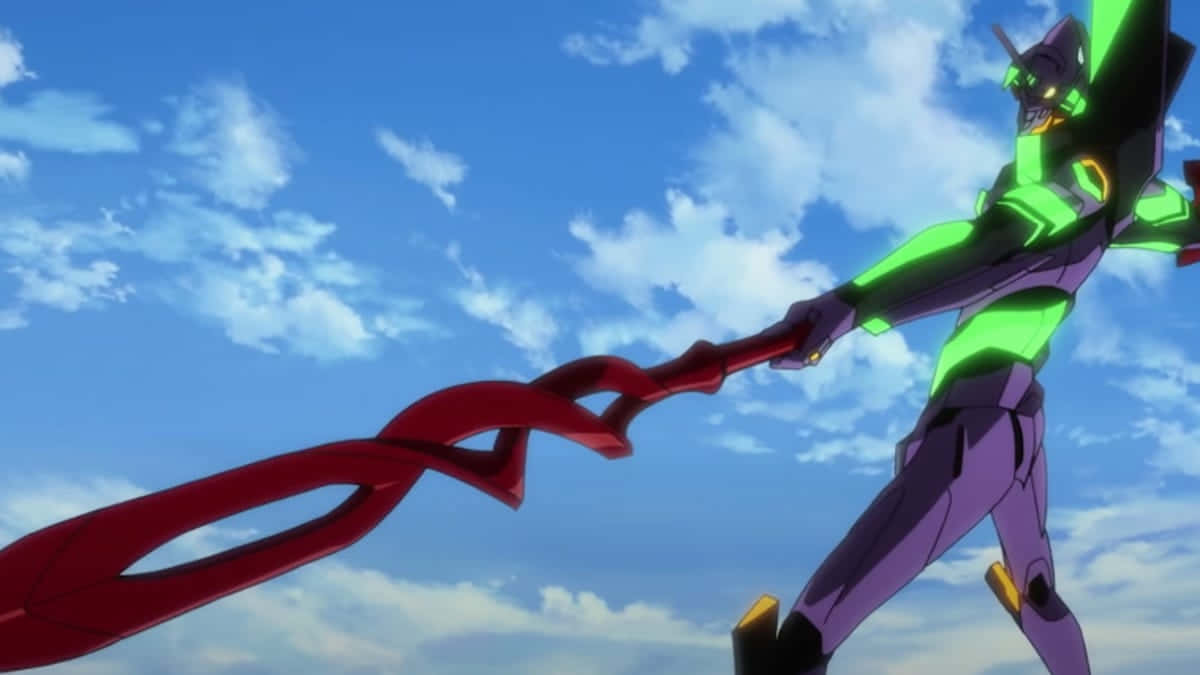 A Green And Red Anime Character Holding A Sword Wallpaper