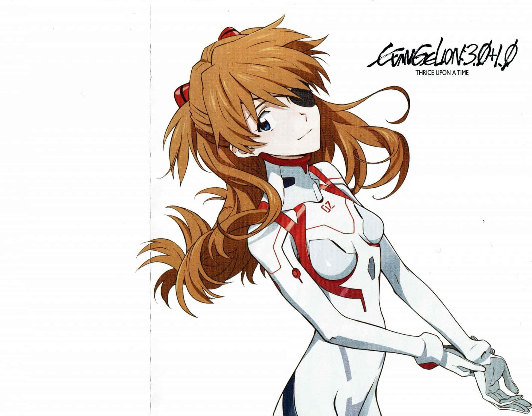 En hvid anime pige med langt hår og en hvid skjorte Wallpaper