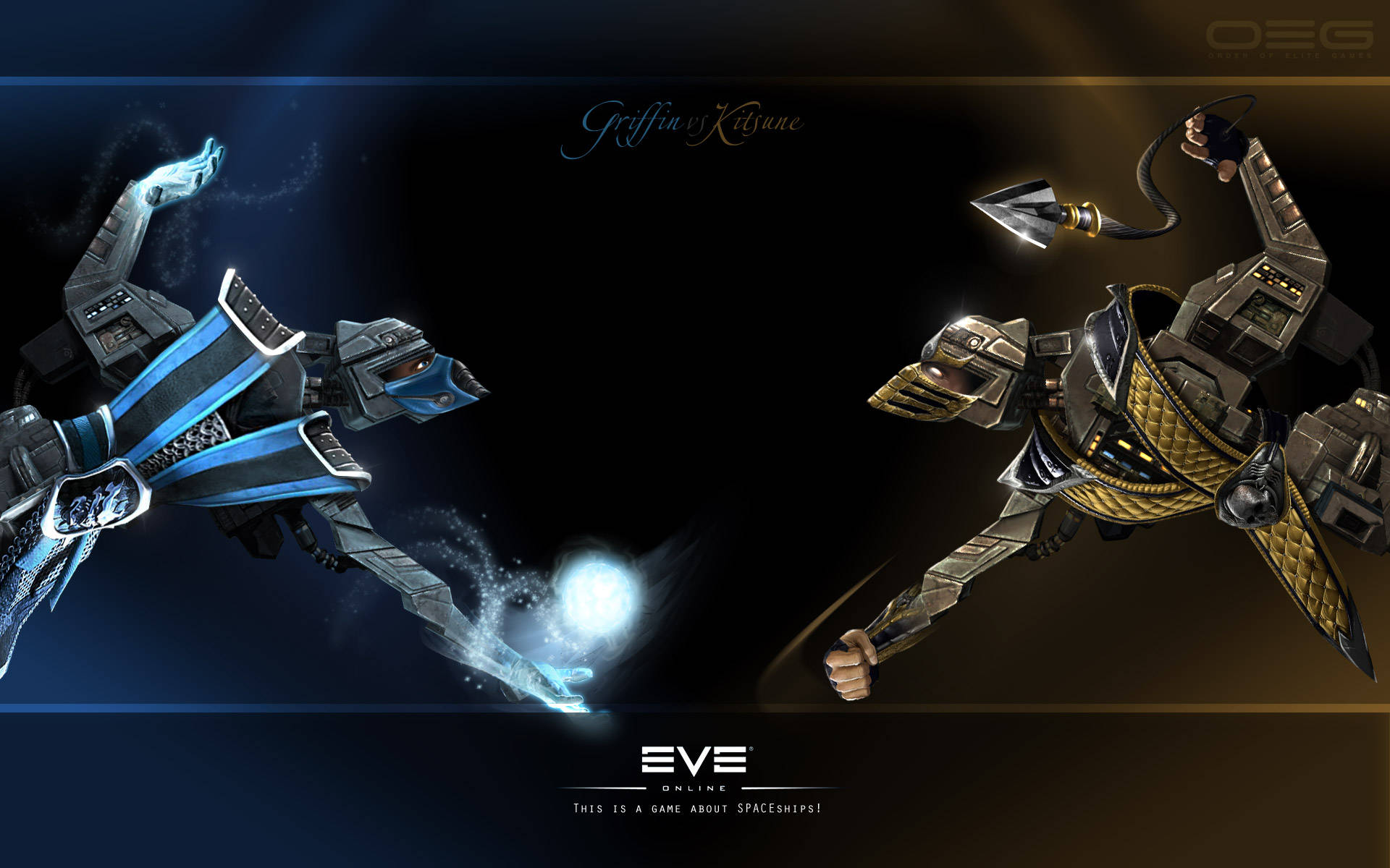 Eve Online Frigate Battle Griffin Vs Kitsune Wallpaper