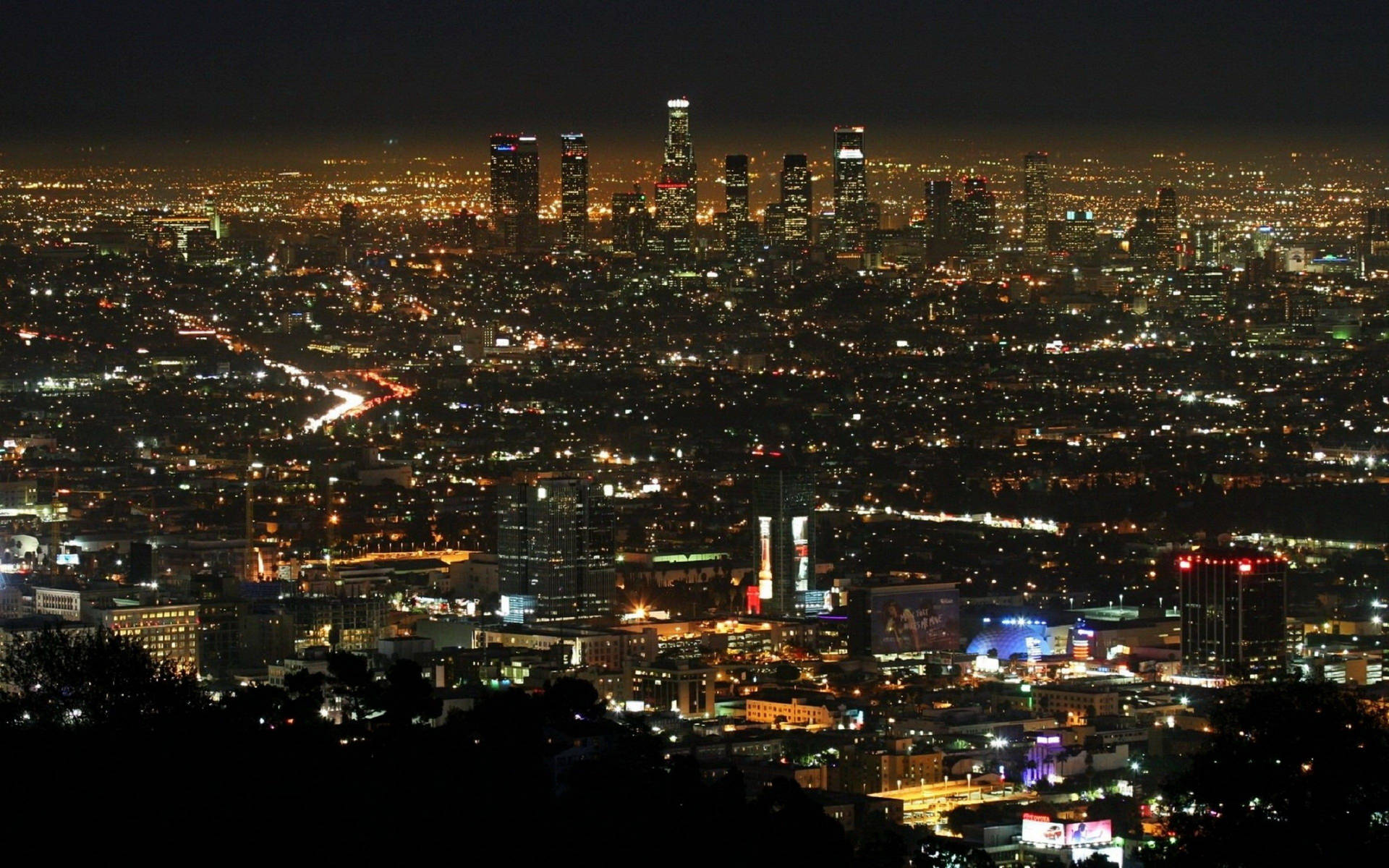Aftenluftfoto af Los Angeles 4K Tapet Wallpaper