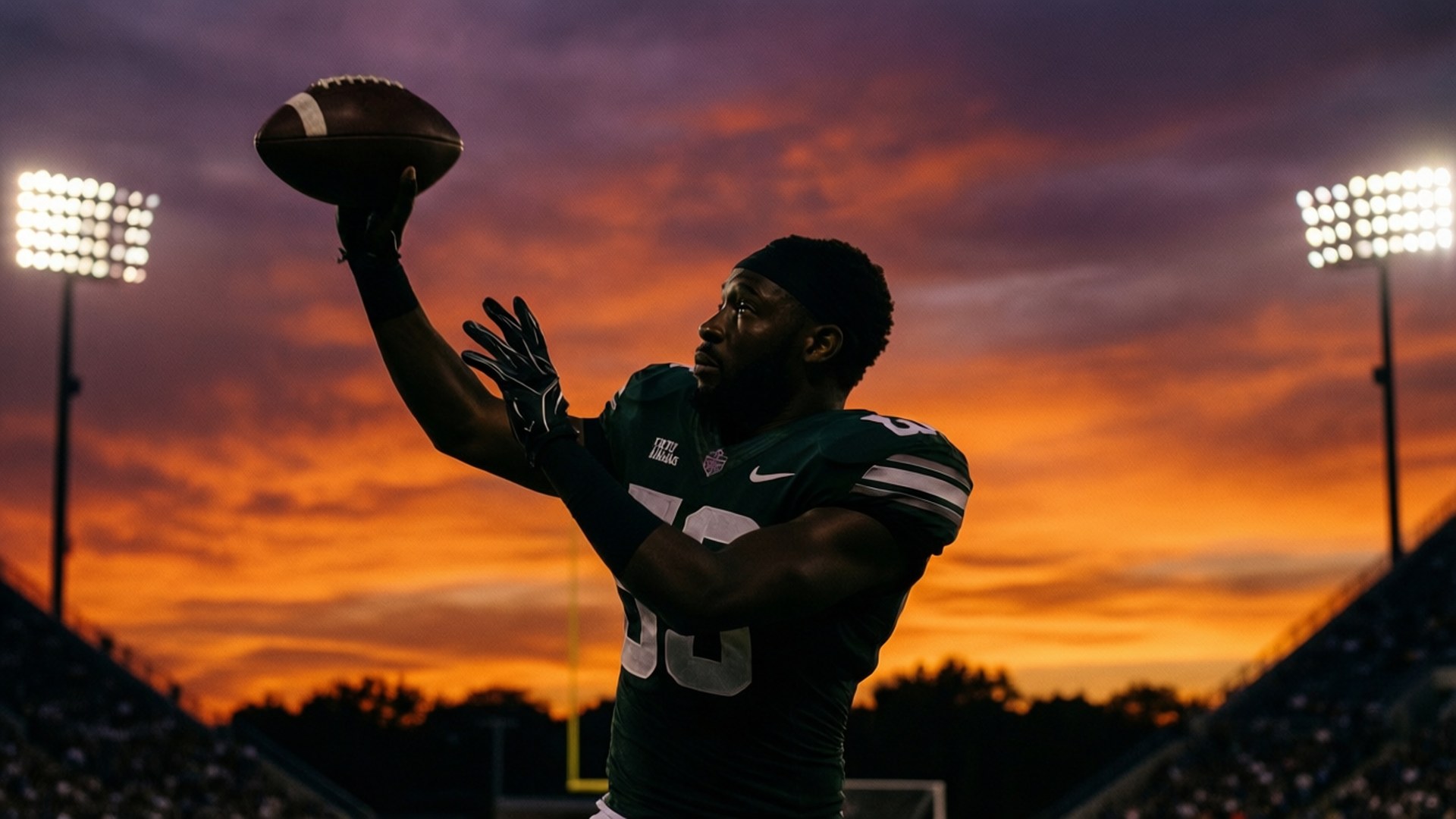 Artistic silhouette of Malik Willis at sunset.
