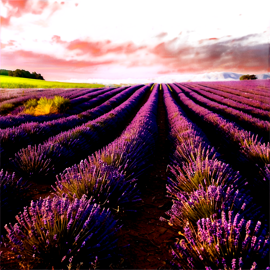 Evening Lavender Field Png 06132024 PNG