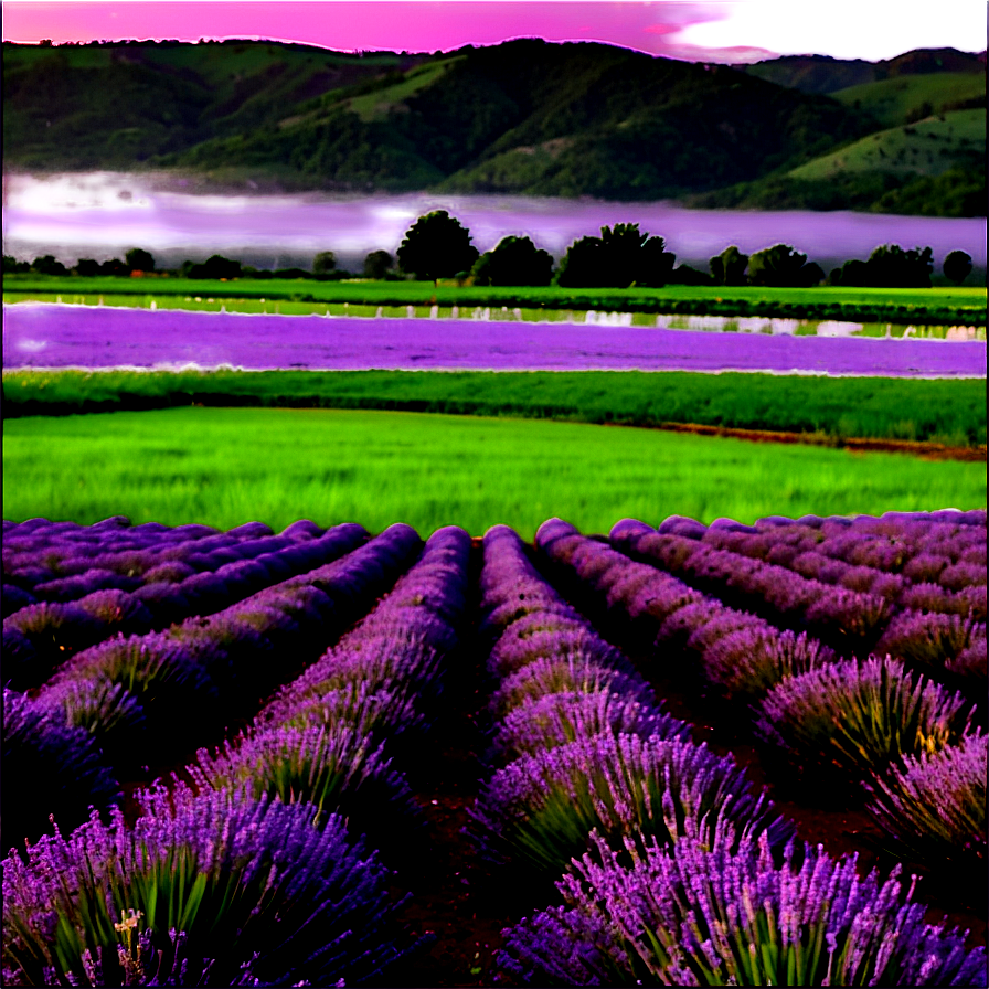 Evening Lavender Field Png 06132024 PNG