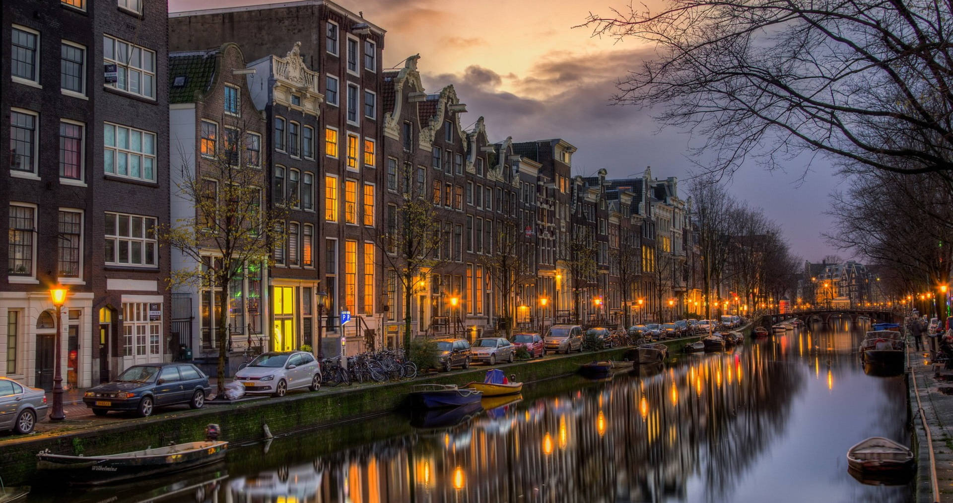 Evening Lights By Amsterdam Canal Picture