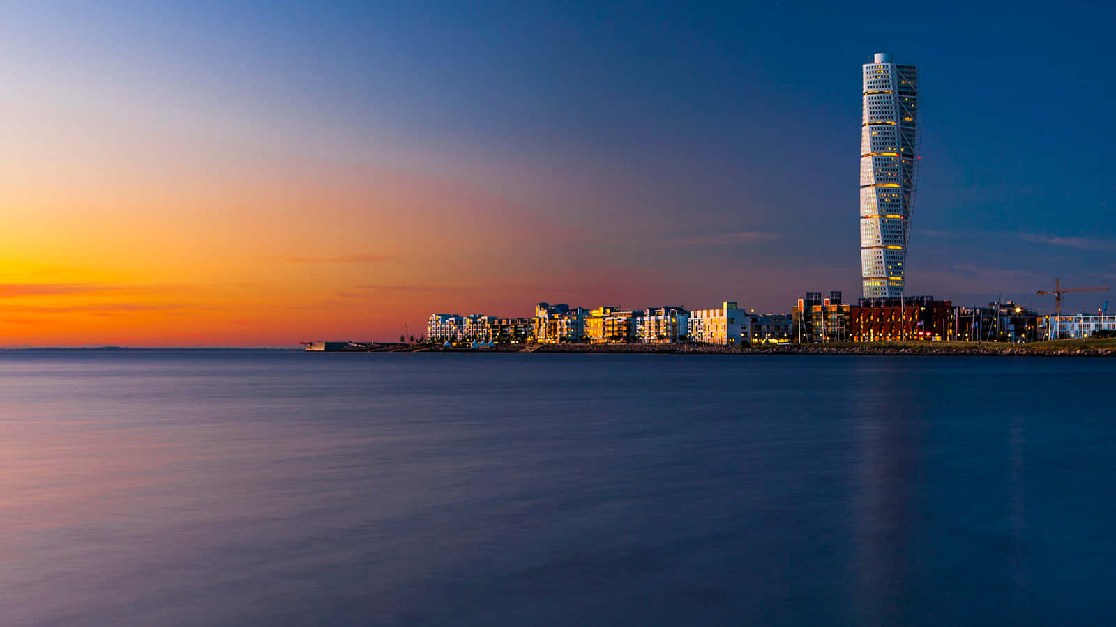 Evening View Of Turning Torso, Malmö's Skyline Wallpaper