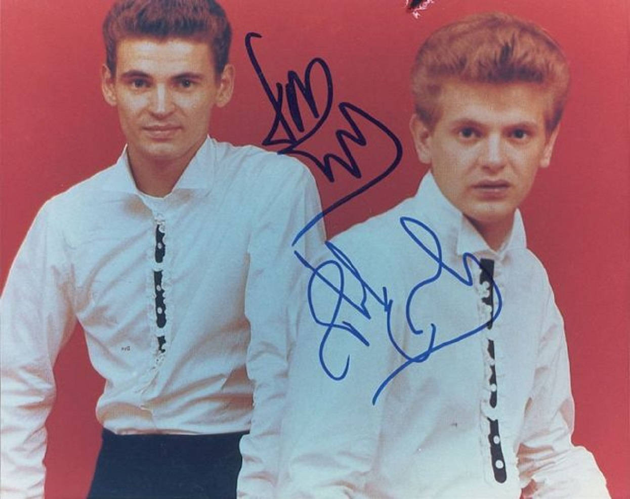 Everly Brothers og Boystown Choir autograferet albumcover Wallpaper