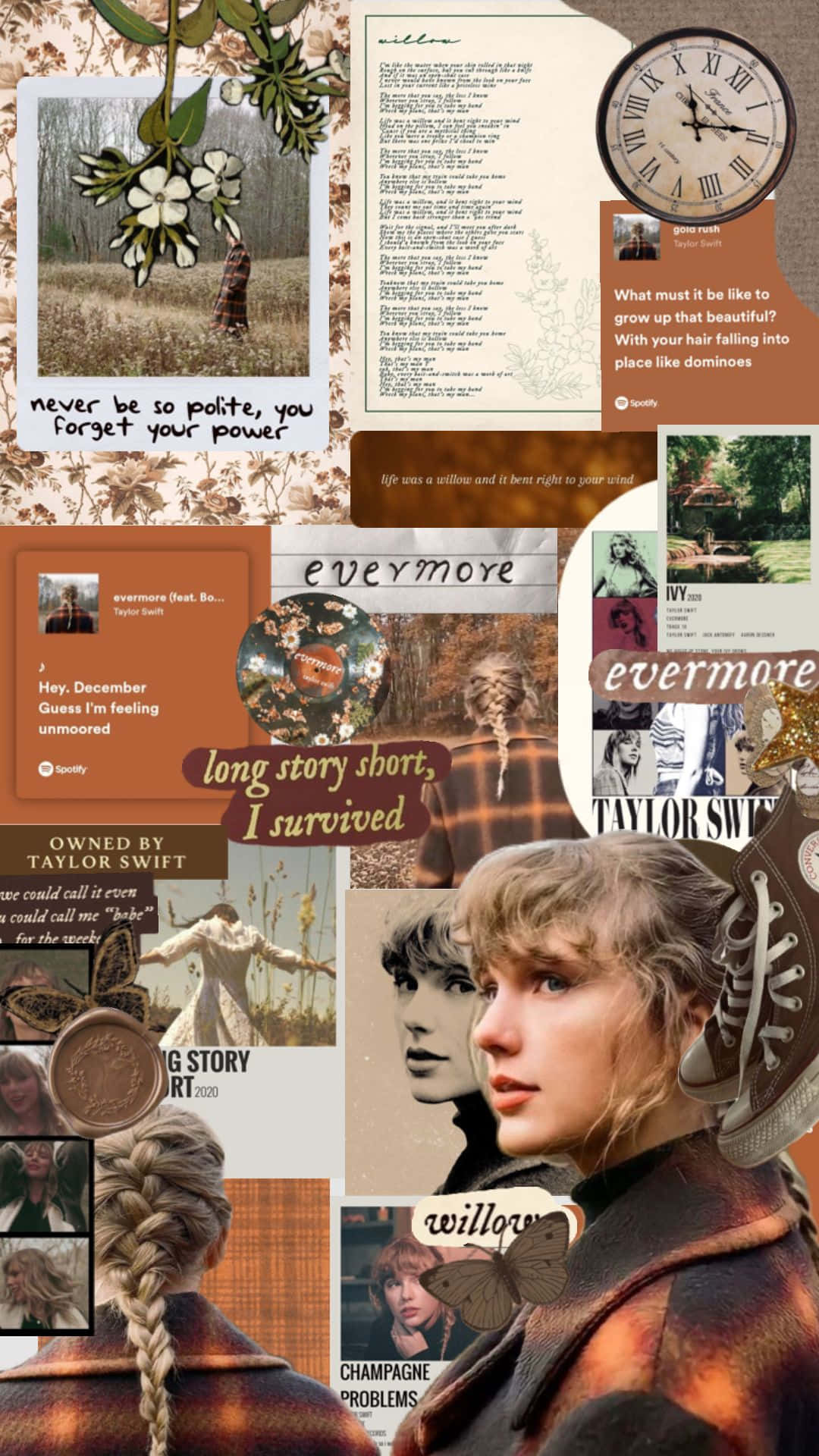 Evermore Aesthetic Collage Taylor Swift Wallpaper