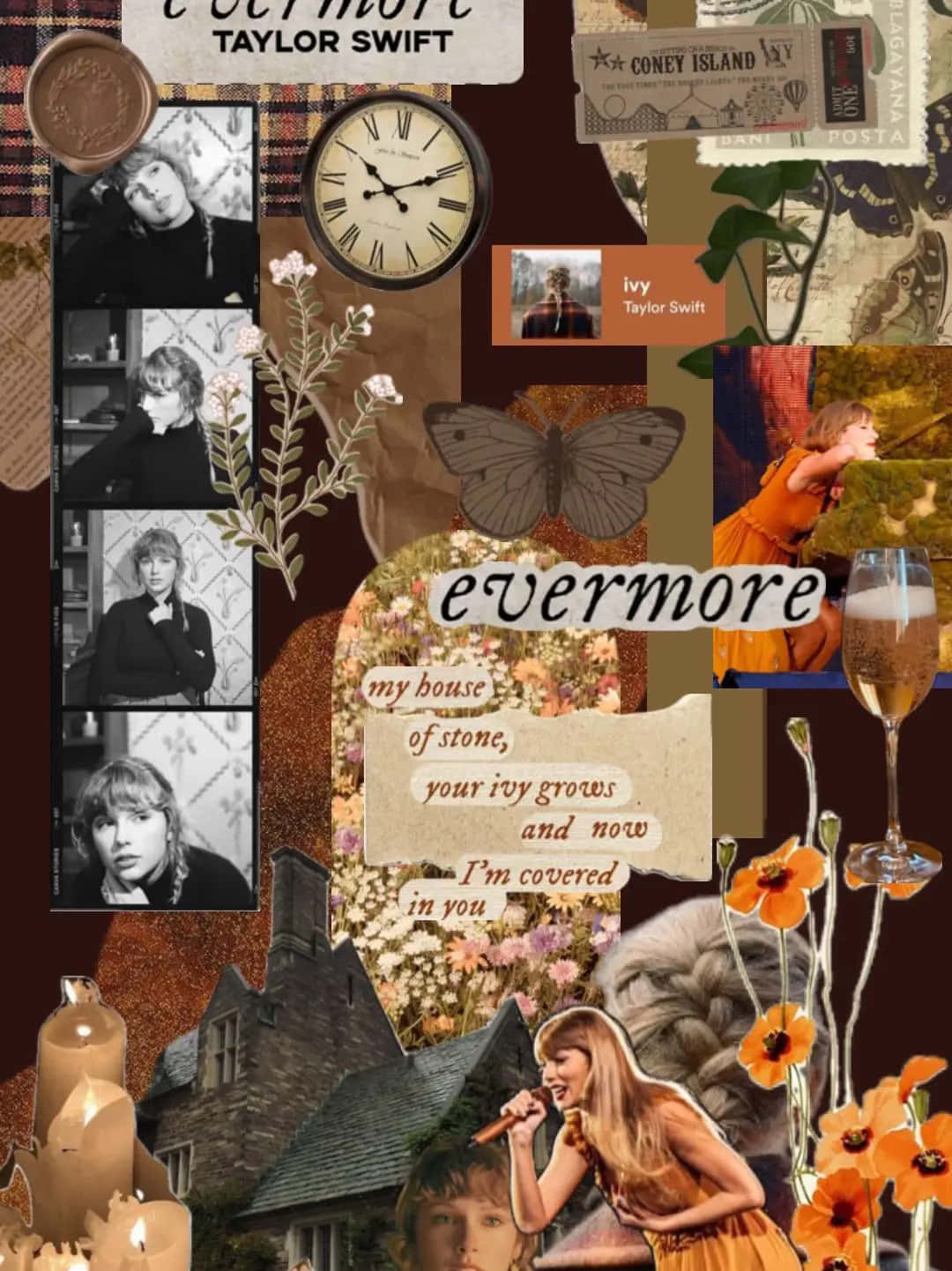 Evermore Taylor Swift Inspired Collage Wallpaper