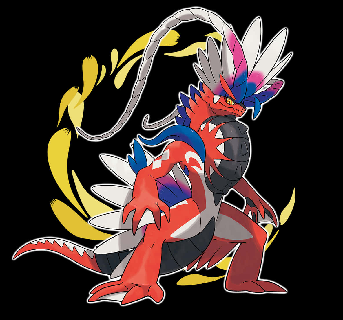 A Red And Blue Dragon With Feathers Wallpaper
